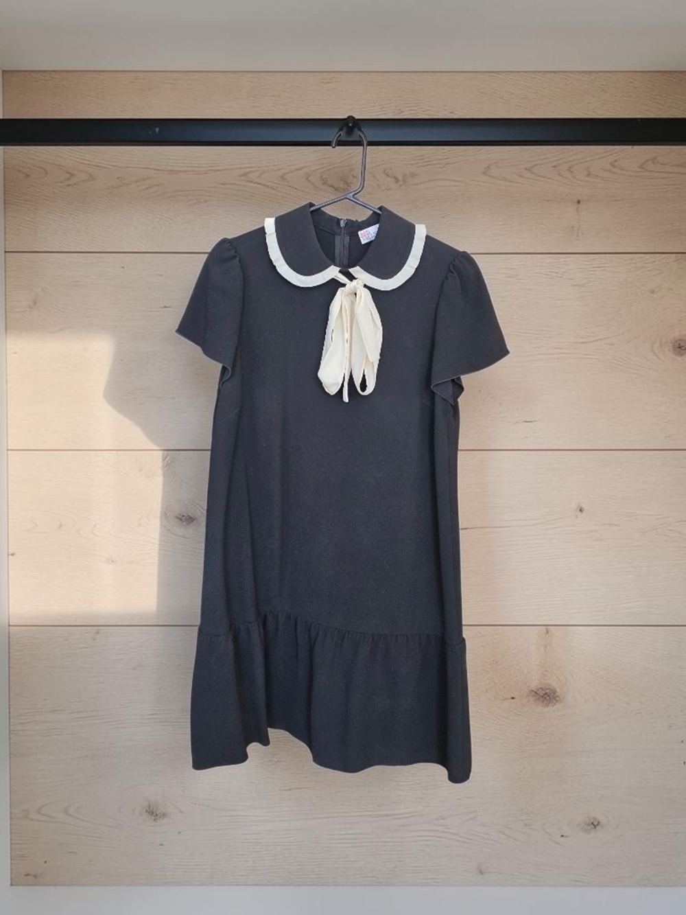 RED Valentino Black Mini Dress with White Bow Collar Size IT40 Small - Picture 3 of 9